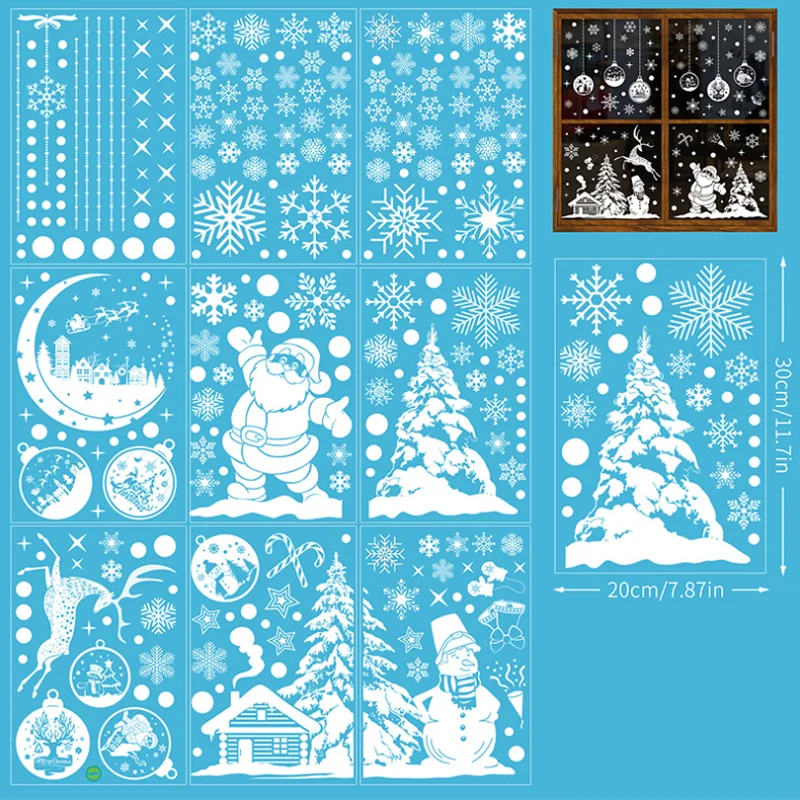 Santa Claus Christmas Elk Stickers Party Background Decor Window Display Glass Static Electricity Sticker Waterproof Antifouling