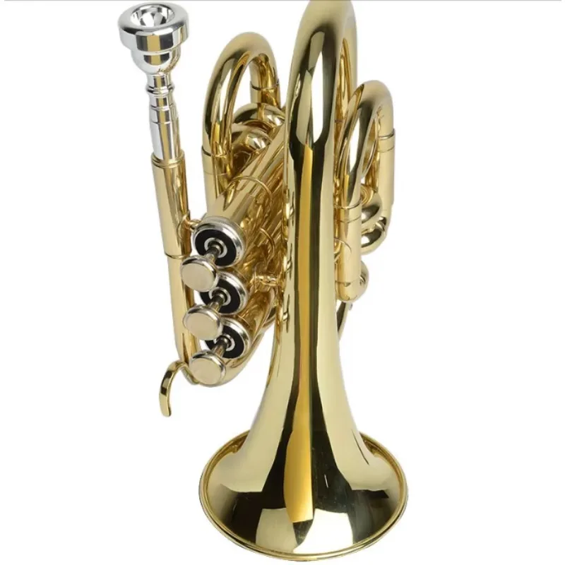 Bugle Handheld Bb-clef Pocket Horn Mini Three-key Hot Selling Model Brass Wind Instrument