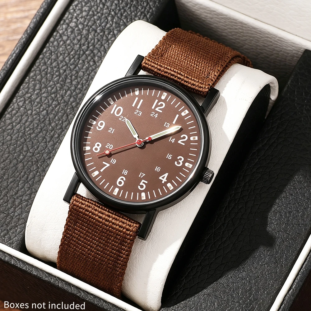 1 Pc Latest Simple Stylish Men's Quartz Watch with Nylon Strap Multiple Colors Available Durable Casual Wristwatch for Men