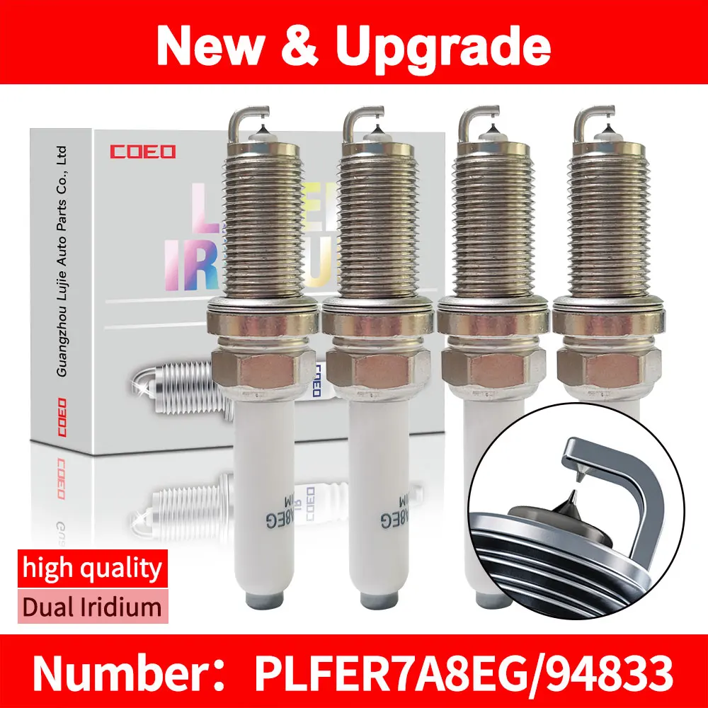 PLFER7A8EG 94833 Dual Iridium Spark Plug For VW Beetle Golf R Tiguan AUDI SKODA 2.0T 06K905601B 06K905611C