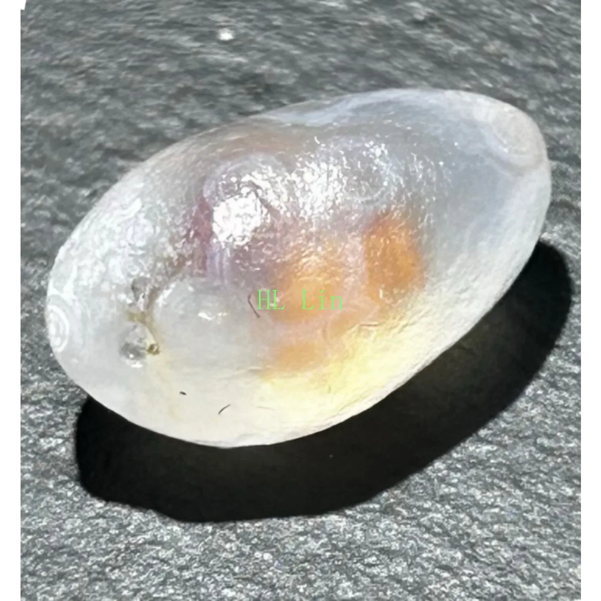 Artisan Stone Palm Stone Candy Agate,Glass Vial Display, 10-15mm Unpolished, Mineral Specimen.Candy Agate