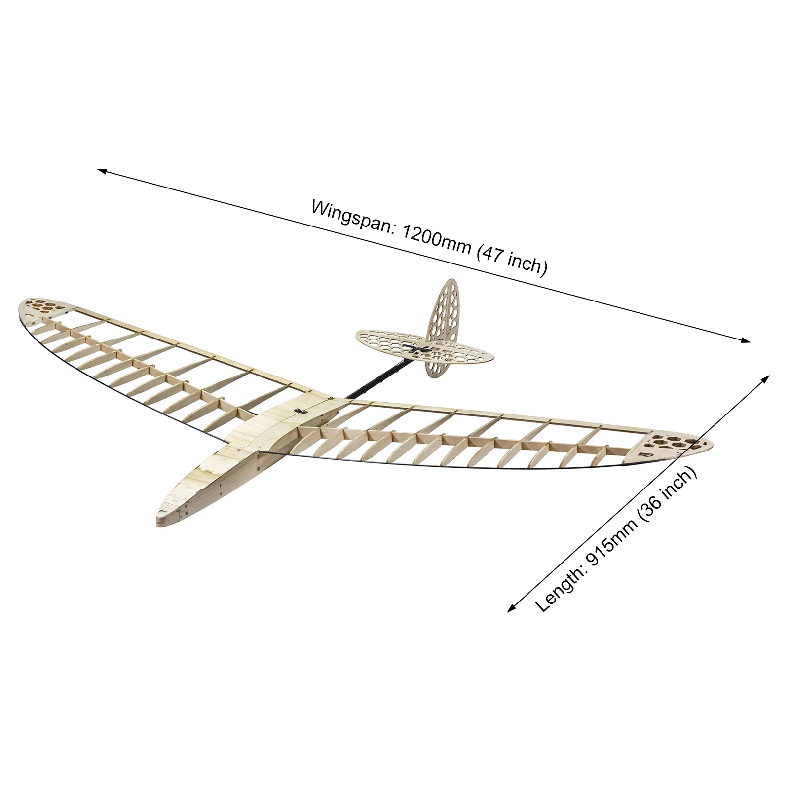 Zestaw do samodzielnego montażu samolotu drewnianego zdalnie sterowanego, rozpiętość skrzydeł 120 cm, długość 91 cm, dla dzieci, z zestawem folii.