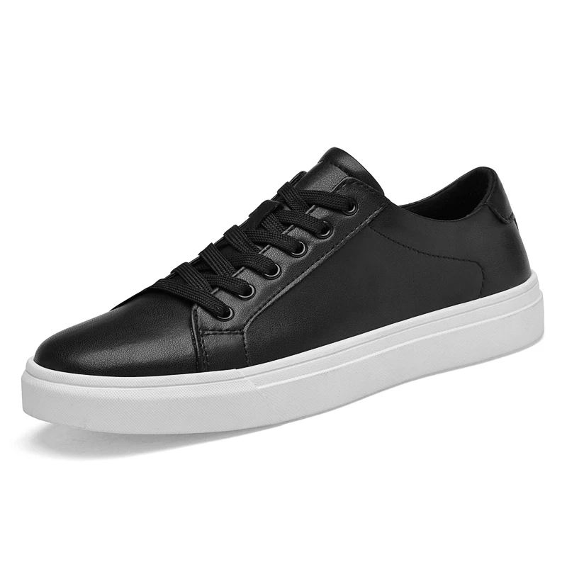 

White Black Men Shoes Comfortable Casual Skateboard Shoes Men Solid Leisure Sneakers Lightweight Walking Shoes