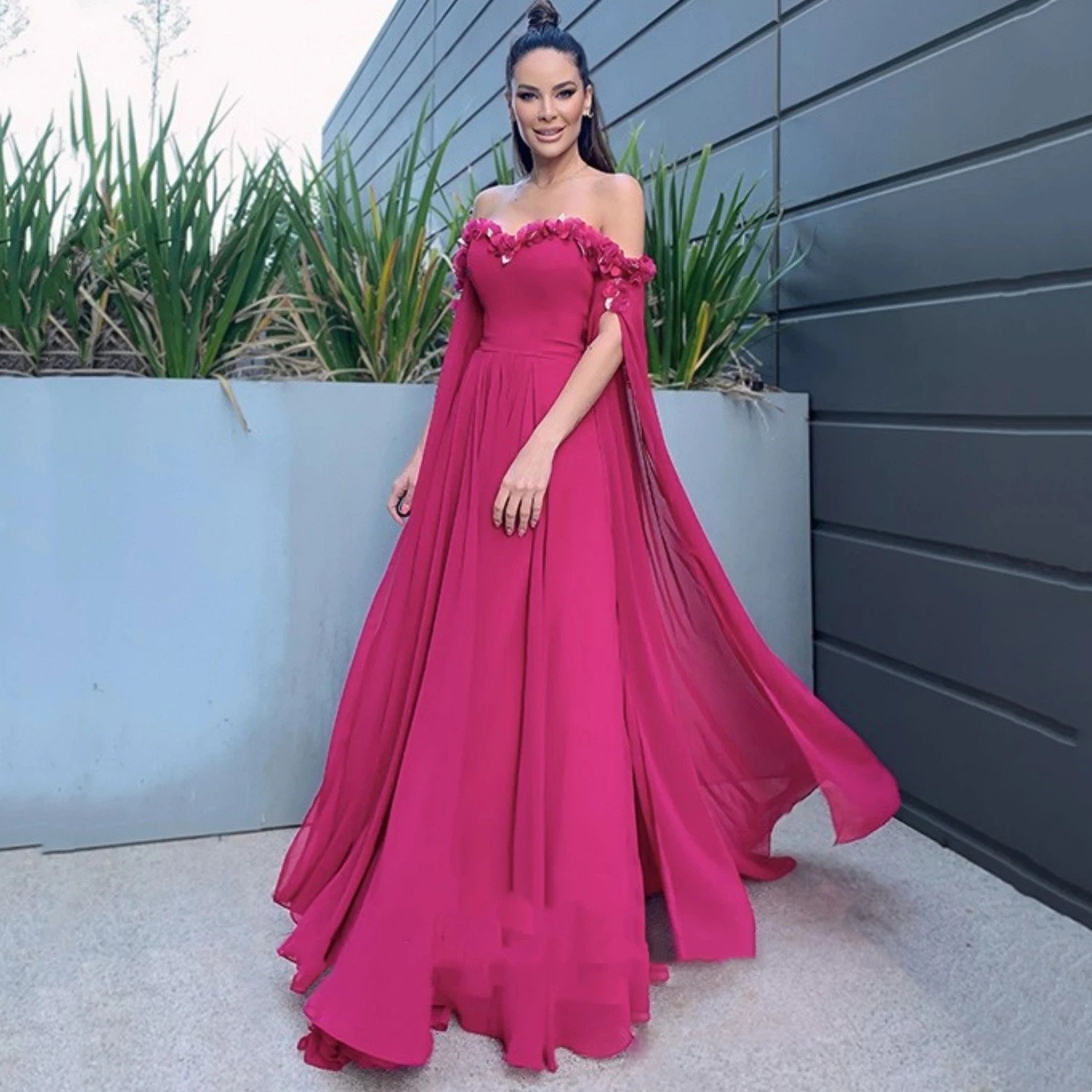 Aileen Chiffon Long Luxury Evening Dresses 2023 Elegant Elegant and Pretty Women\'s Dresses for Prom Rose Red Formal Dress Es