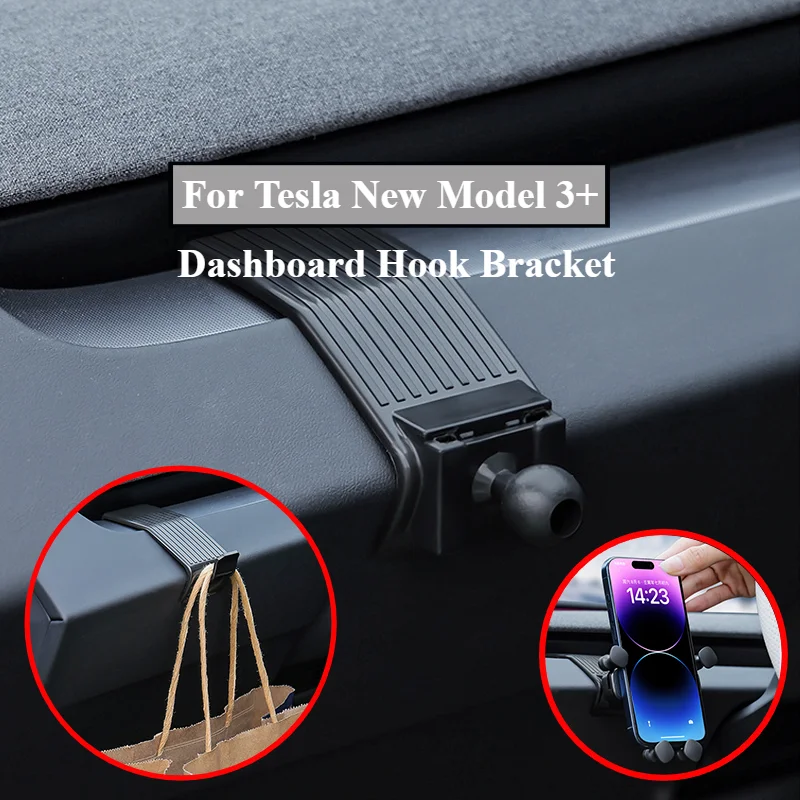 For Tesla Model 3 Highland 2024 Dashboard Hook Bracke Hanging Storage Holder Clip Bag Umbrella Hanger Phone Stand Accessories