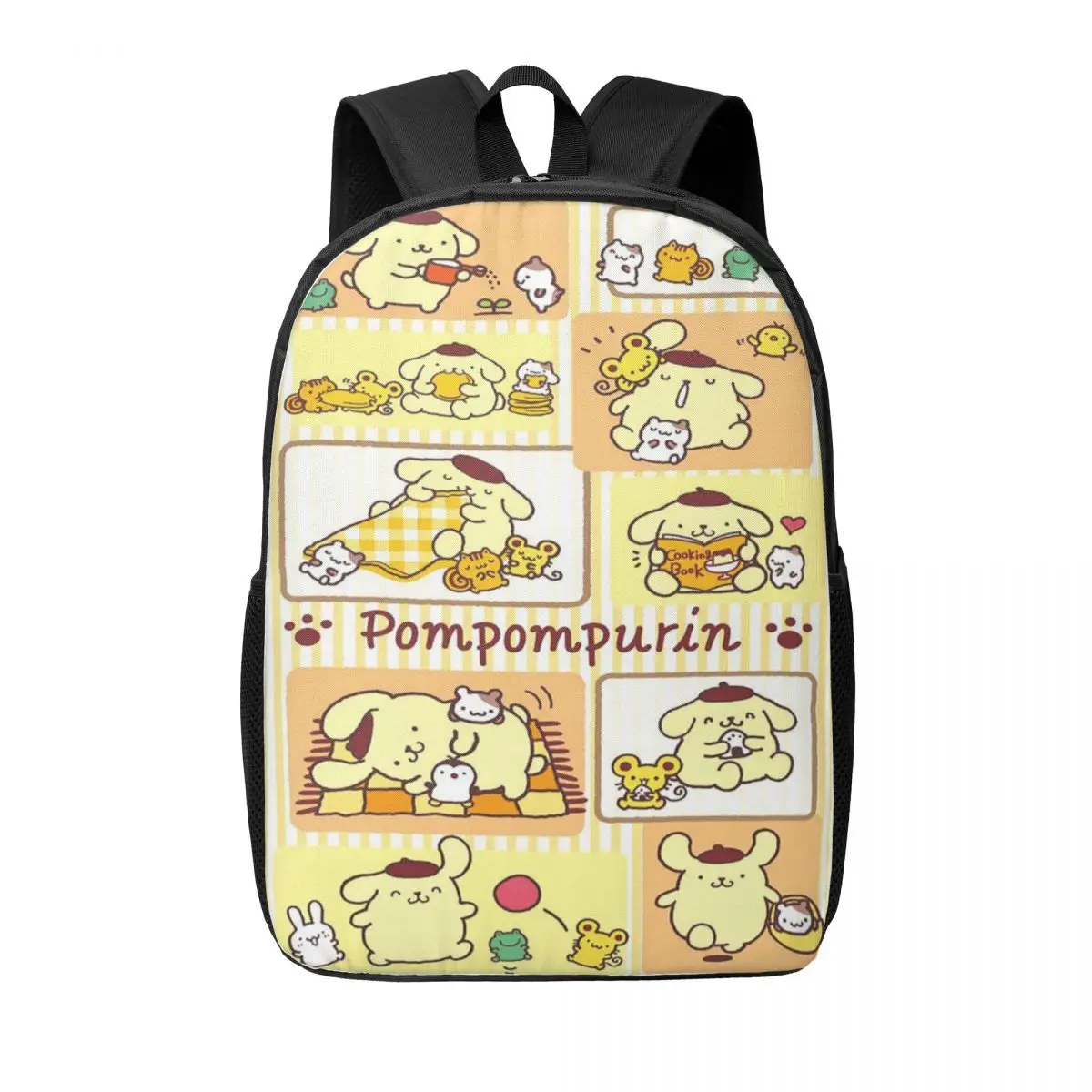 Custom Pom Pom Purin Combination Diagram Backpack for Men Women College School Students Bookbag Fits 15 Inch Laptop Bags