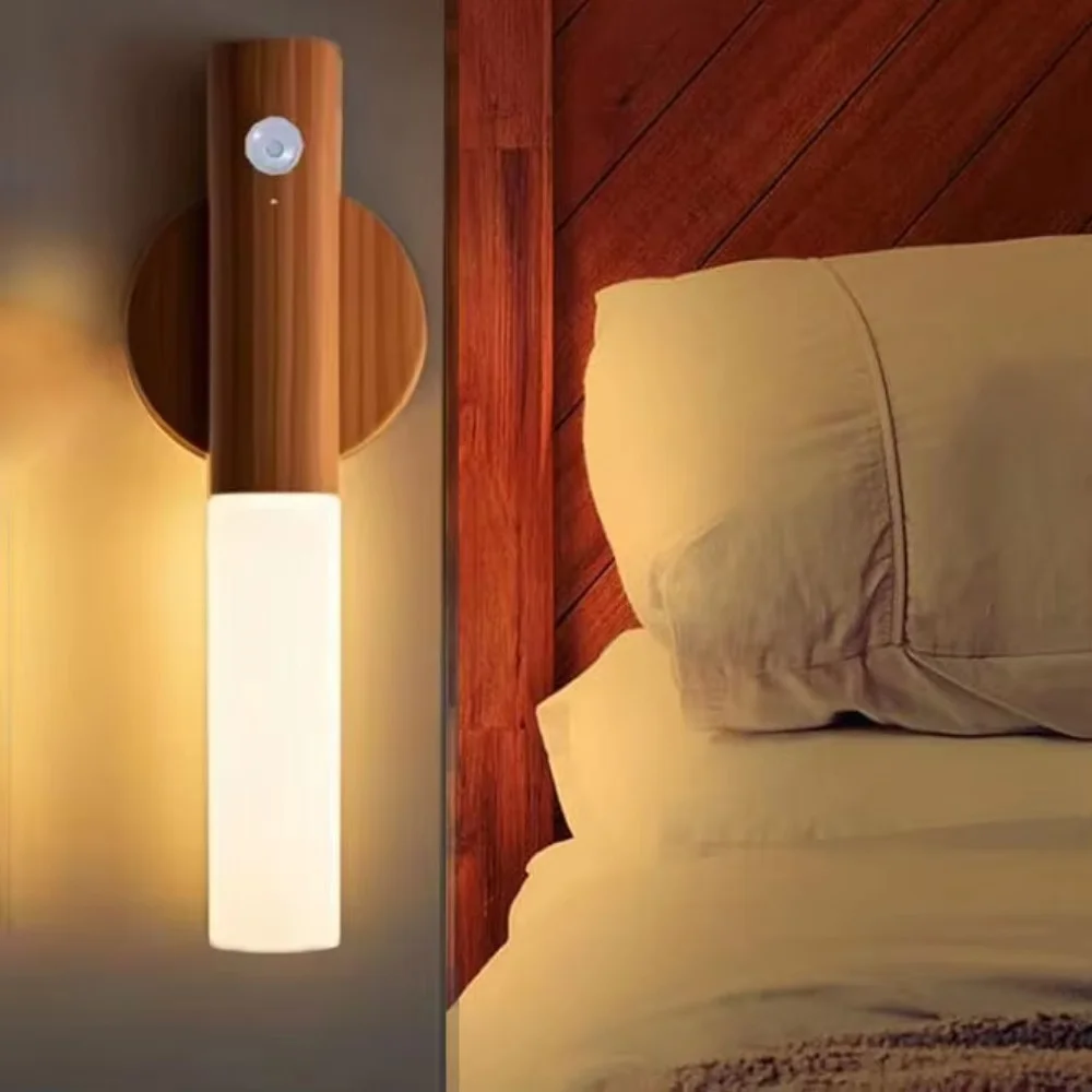 Intelligent Wooden Magnetic Suction Lamp LED Charging Night Light Staircase Corridor Bedroom Atmosphere Human Body Sensing Light