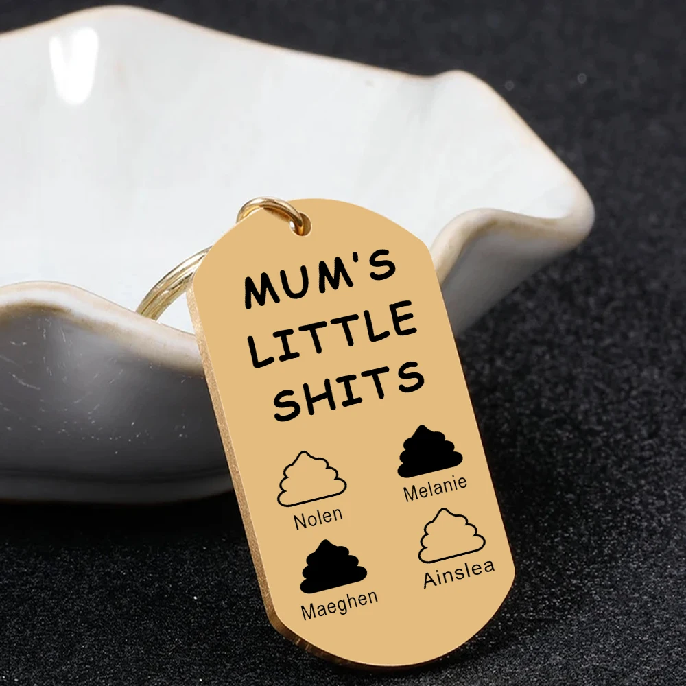 

Personalized Funny Gift For Mom Mum's Little Shits with Kids Name Mother's Day Gift For Mom Custom Mama Mommy Keyring