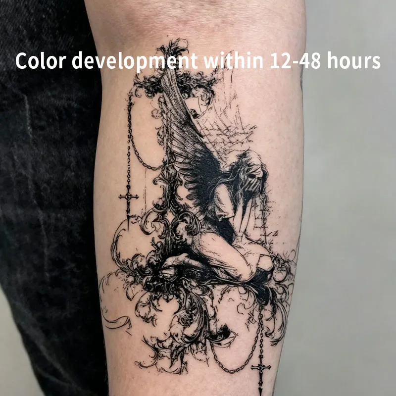 Retro Withered Angel Herbal Tattoo Sticker Sexy Hot Girl Temporary Tattoo Waterproof Fake Tattoo for Men Women Party Gift Y2k