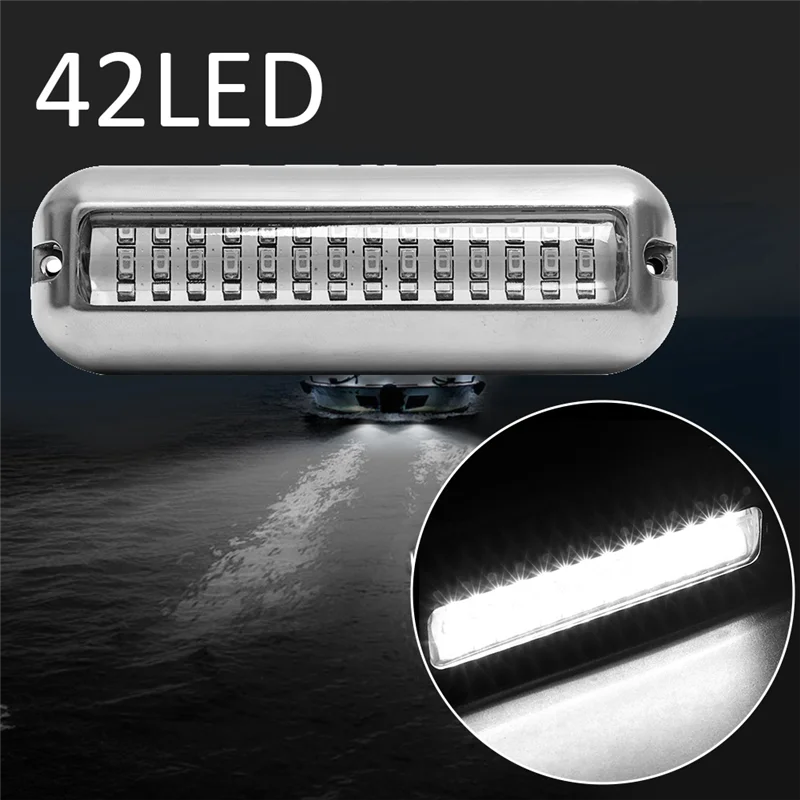 50W 42 LEDs Boat Transom Light Stainless Steel Waterproof Marine Boat Underwater Pontoon Transom Lamp Universal,Blue