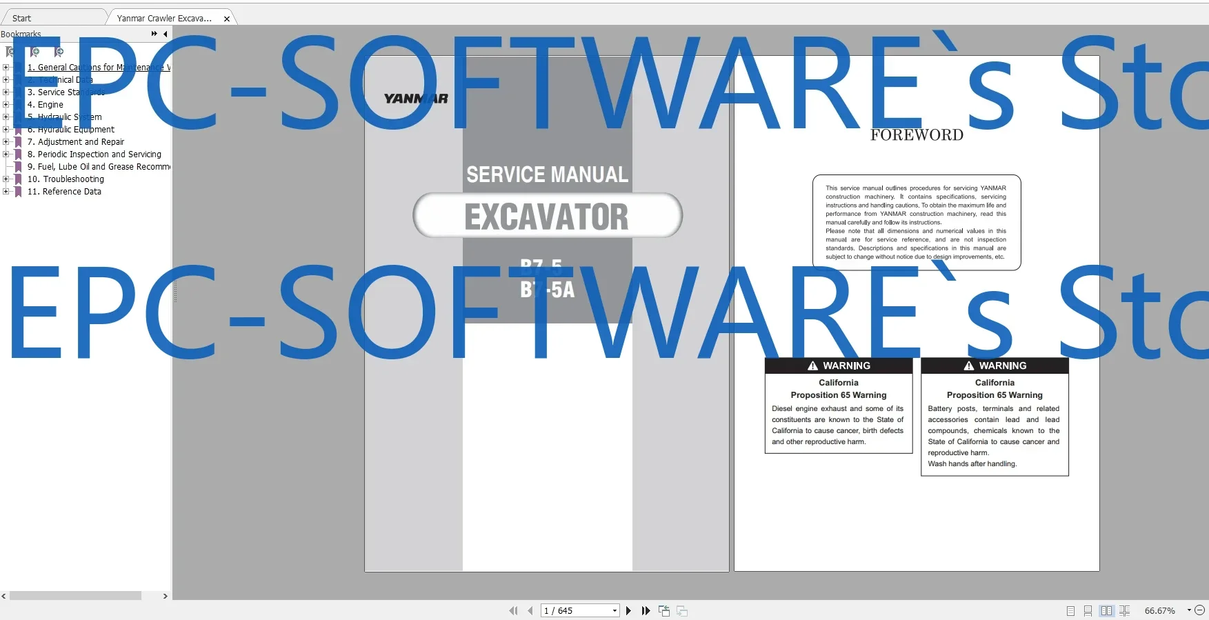 

EPC-OFTWARE Тяжелое оборудование, 10,7 ГБ, полная служба и часть, руководства по эксплуатации DVD PDF 2020 для Yanmar