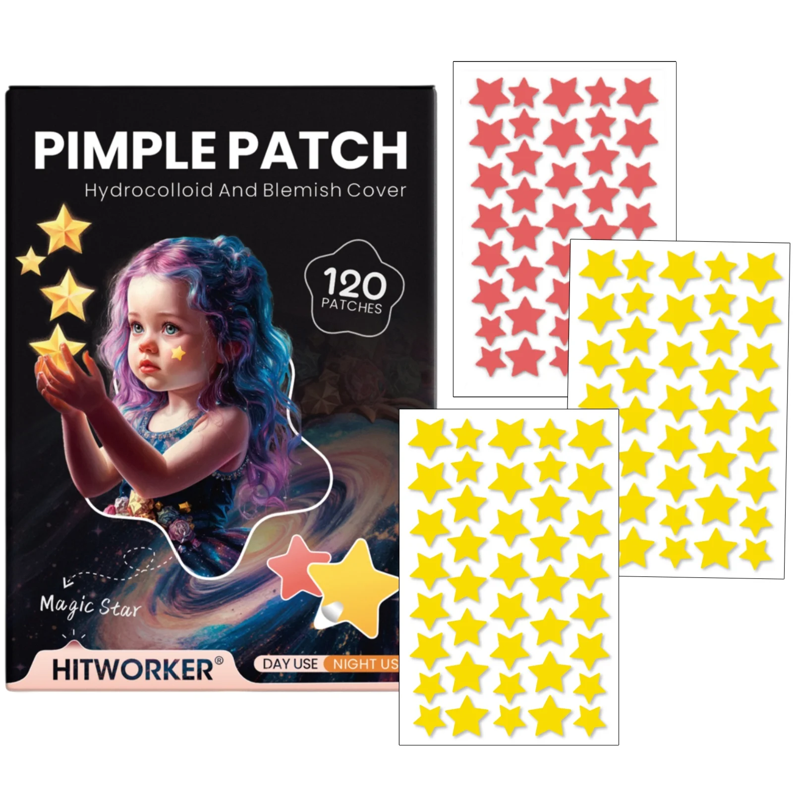 120pcs Hydrocolloid Pimple Patches for Efficient Acne Removal Portable Packaging
