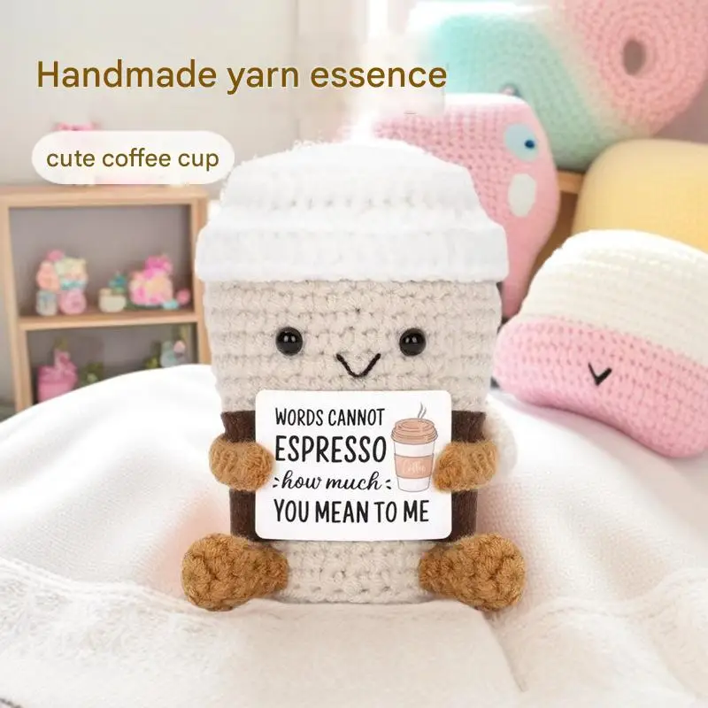 

New Positive Energy Potato Hug Pocket Mini Handmade Plush Wool Knitting Doll with Card Funny Christams Gift Home Room Decoration