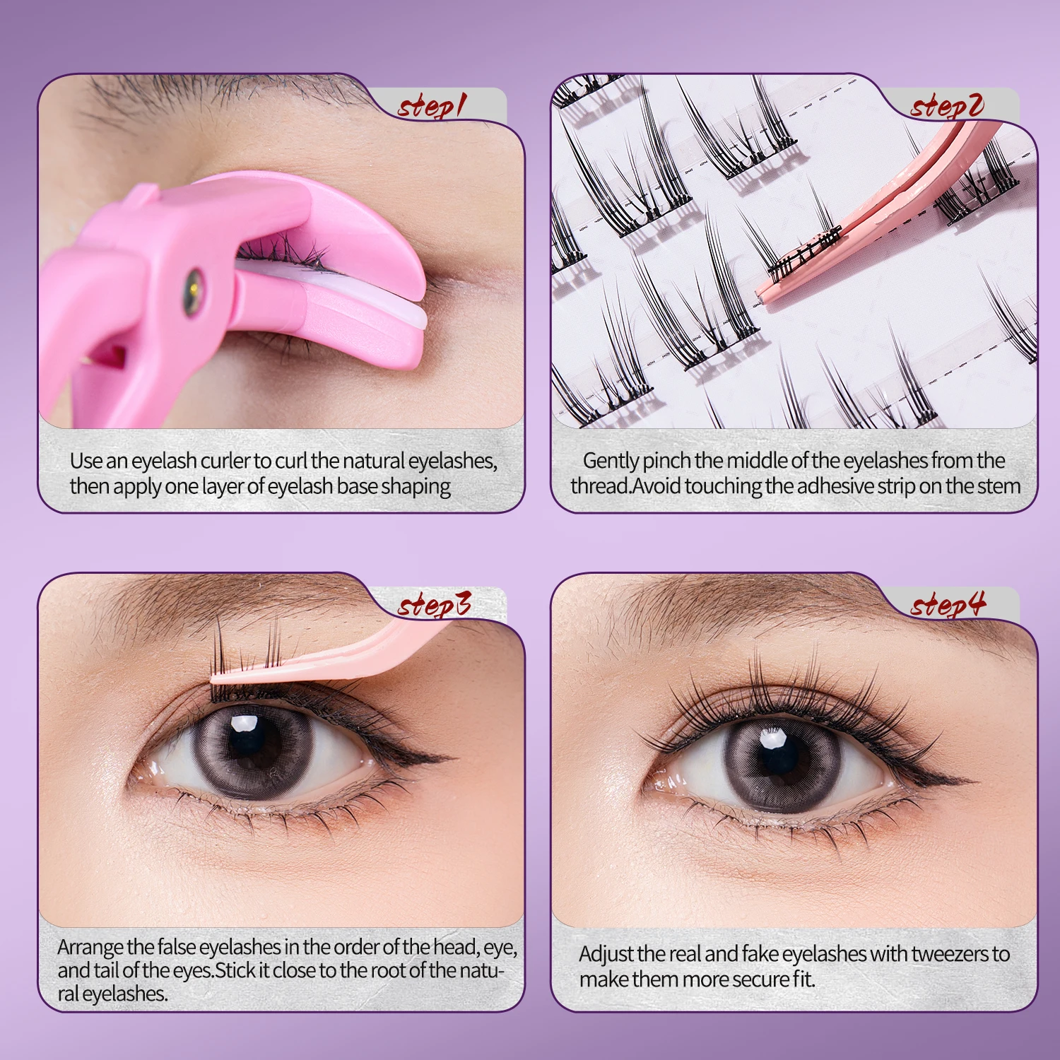 BQI 36 Cluster Werewolf Series Ciglia finte senza colla Trucco cosplay Arricciatura naturale Ciglia superiori con stelo trasparente autoadesivo