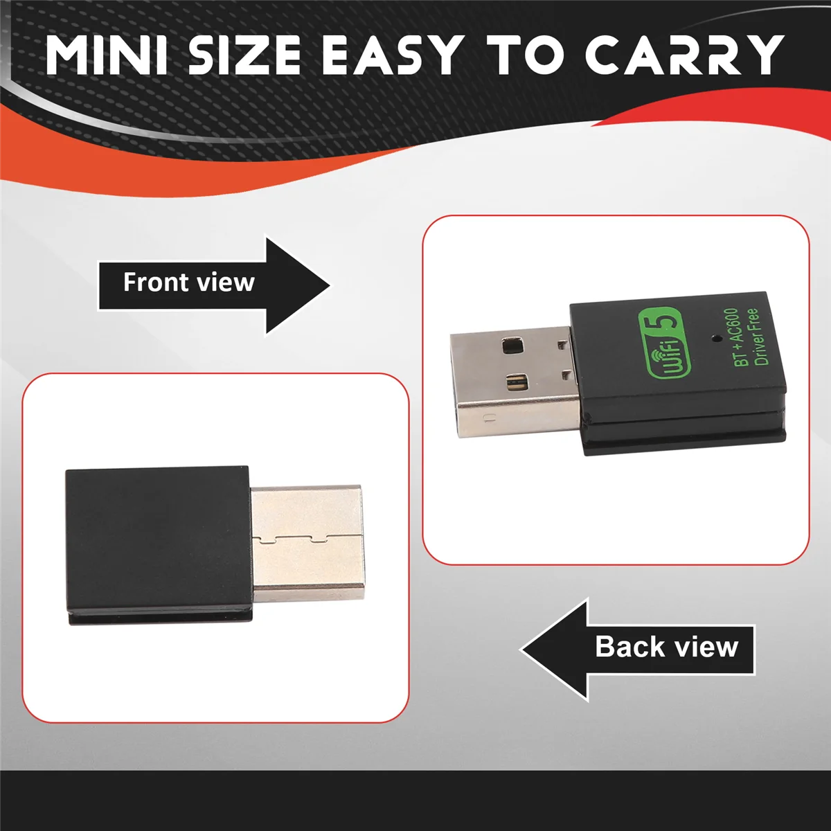 

ABAN USB WiFi Bluetooth Adapter 600Mbps Dual Band Wireless Network External ReceiverWiFi Dongle for PC/Laptop/Desktop