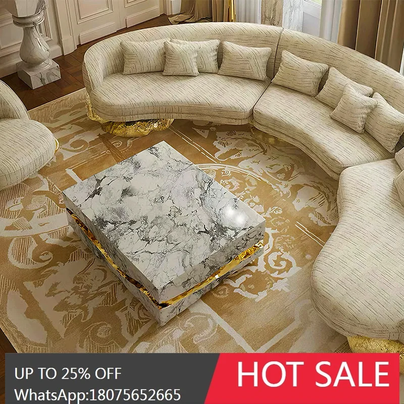 MJY Marble Coffee Table Living Room Personality Creative Light Luxury Stainless Steel Tea Table