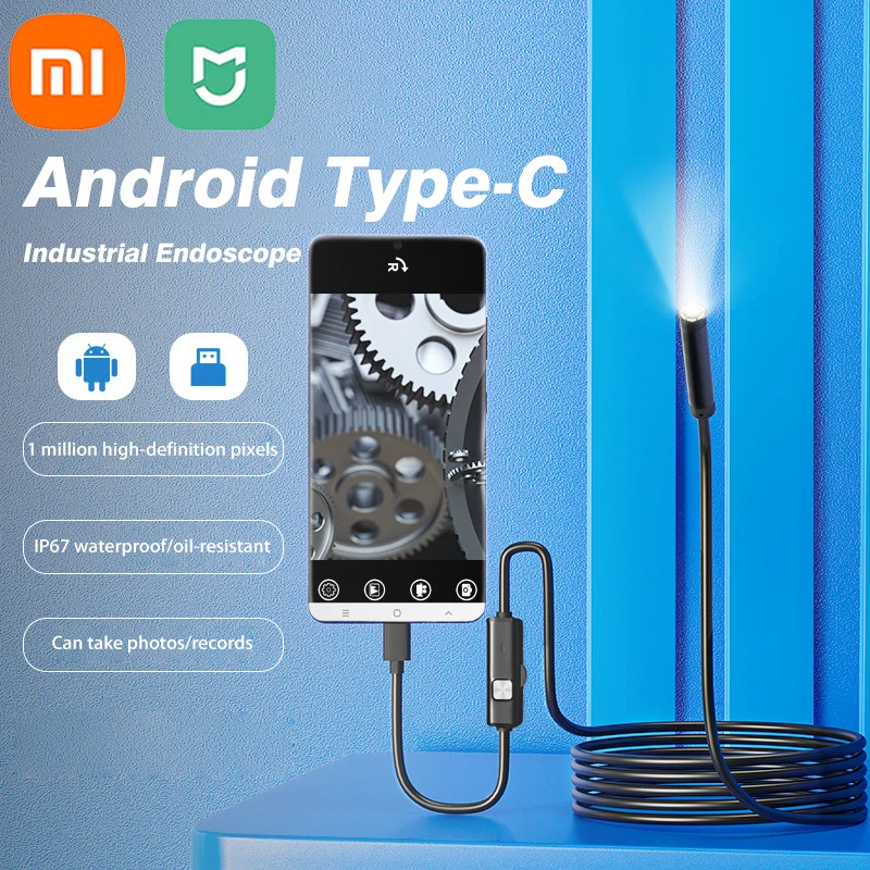 Xiaomi Mijia Endoscope Camera TYPE-C 7.0MM IP67 Waterproof LED Adjustable USB Flexible Inspection Borescope Cameras For Phone PC