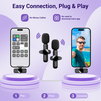 Microphone 2.4G Wireless Stereo Lavalier microphone Live Interview Outdoor Mini Noise Cancelling for iPhone Android rotate Mic
