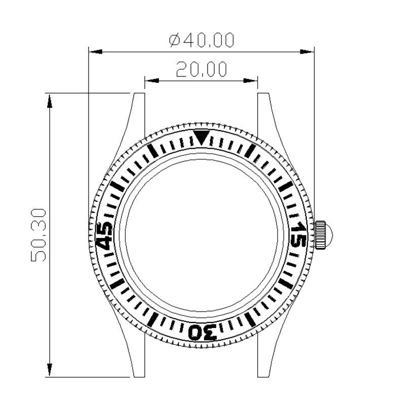 Für Vintage 50-FATHOS 40mm Sandstrahl-Uhrengehäuse C3 Leuchtende Lünette Blasensaphirglas Passend für NH35 NH36 NH38 4R36 Uhrwerk – Detail 1