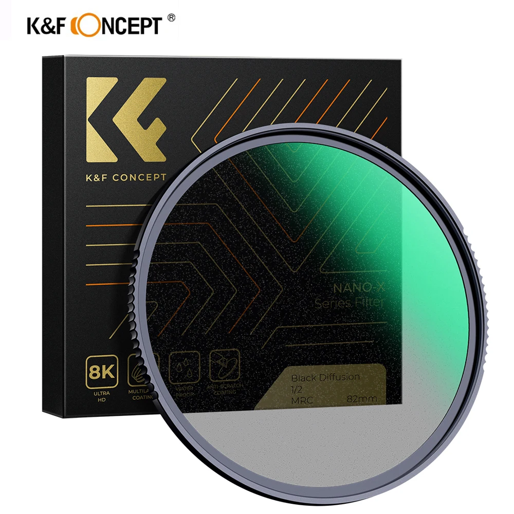 K&F Concept Black Mist Diffusion Filter 1&1/2 Special Effects for Shoot Video 49mm 52mm 58mm 62mm 67mm 77mm 82mm Lens Filter