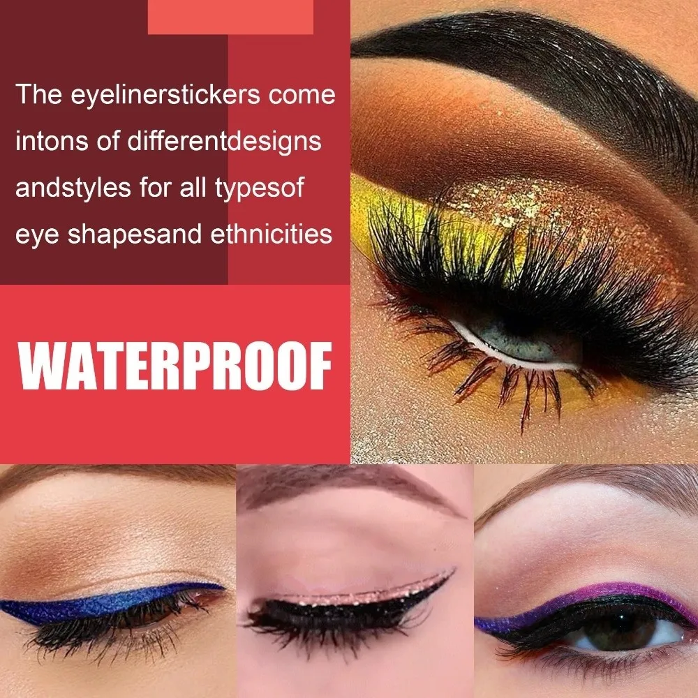 4 pares de parches de pestañas de sombra de ojos perezosos reutilizables con delineador de ojos pegatinas de pestañas perezosas autoadhesivas pegatinas de maquillaje de ojos impermeables