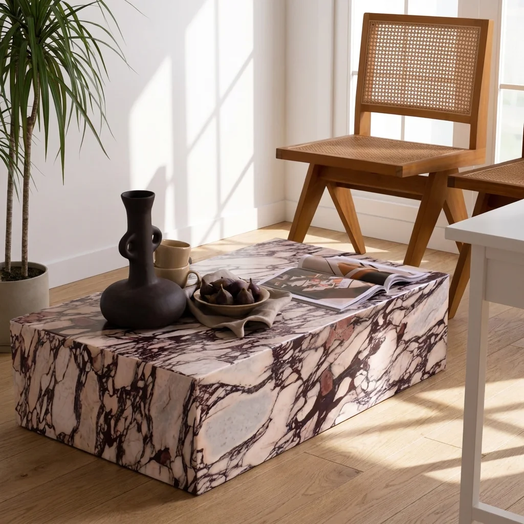 &Marble Nordic Modern Luxury Convertible Easy-clean Tall Low Plinth Stand Coffee Table Stone Plint