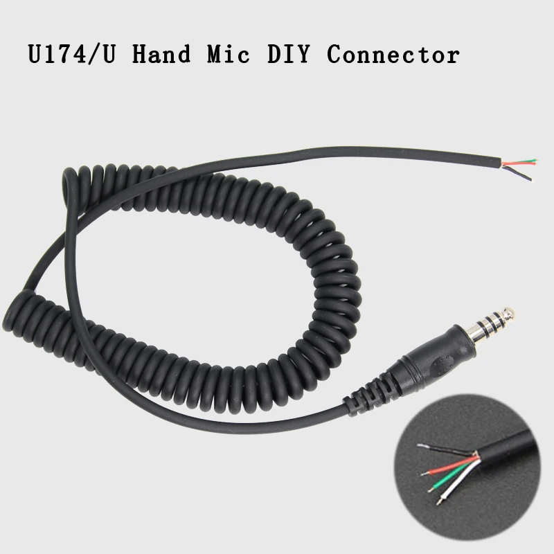 DIY Replacement Wire Spring Adapter Wire For Helicopter Headset U174/U Headphone Adapter Spring Audio Cable Earphone Accessories