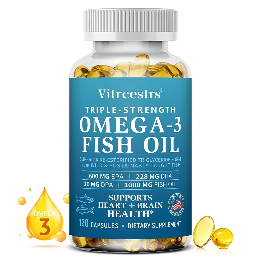 

Omega 3 Fish Oil | EPA + DHA | Triple Strength Capsules | Helps with Joints Skin Immune Support Nutritional Supplements