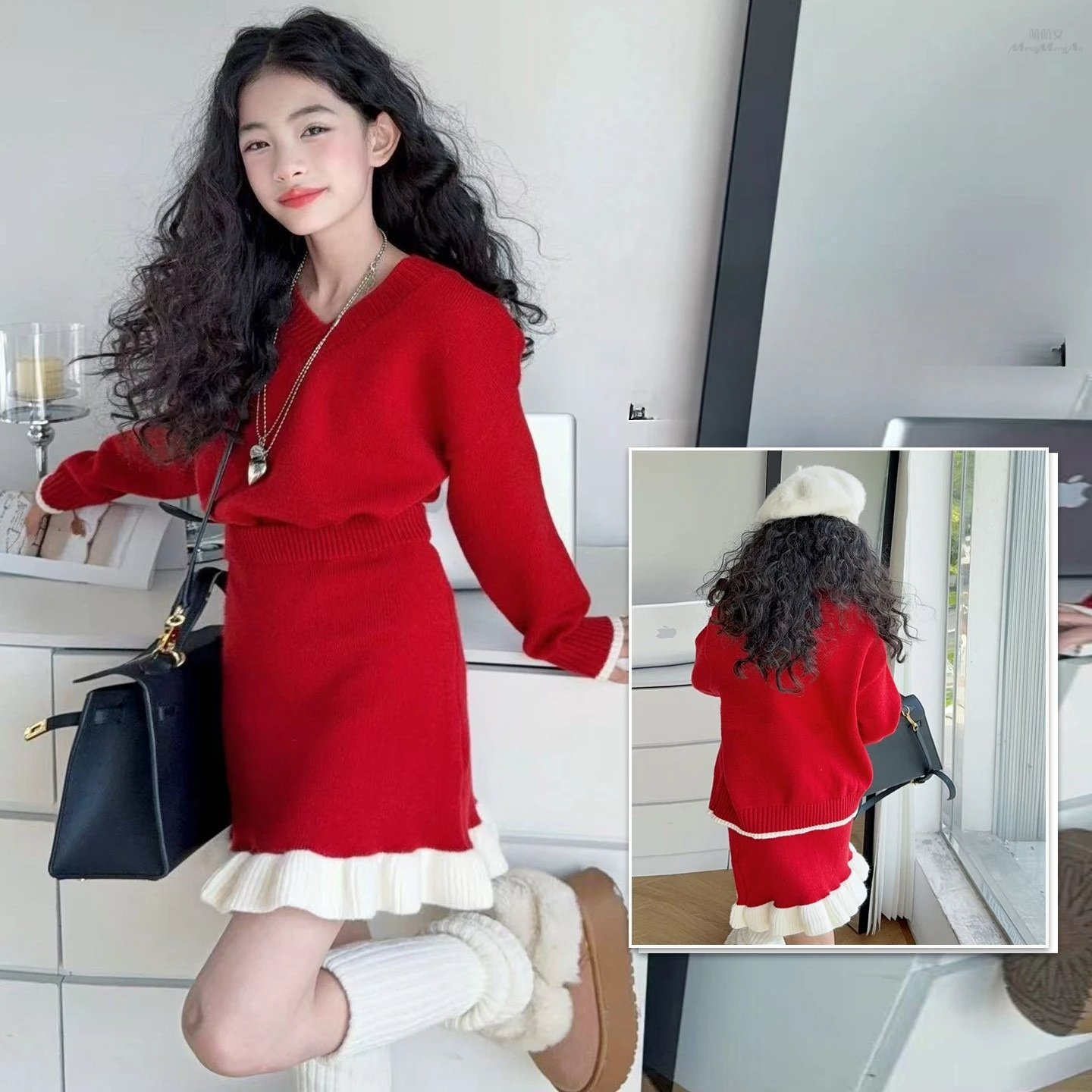 autunno-inverno-ragazza-adolescente-maglione-pigro-gonna-set-coreano-scollo-a-v-maglione-lavorato-a-maglia-top-gonna-arricciata-2-pezzi-vestito-per-bambini-junior-abiti-per-bambini