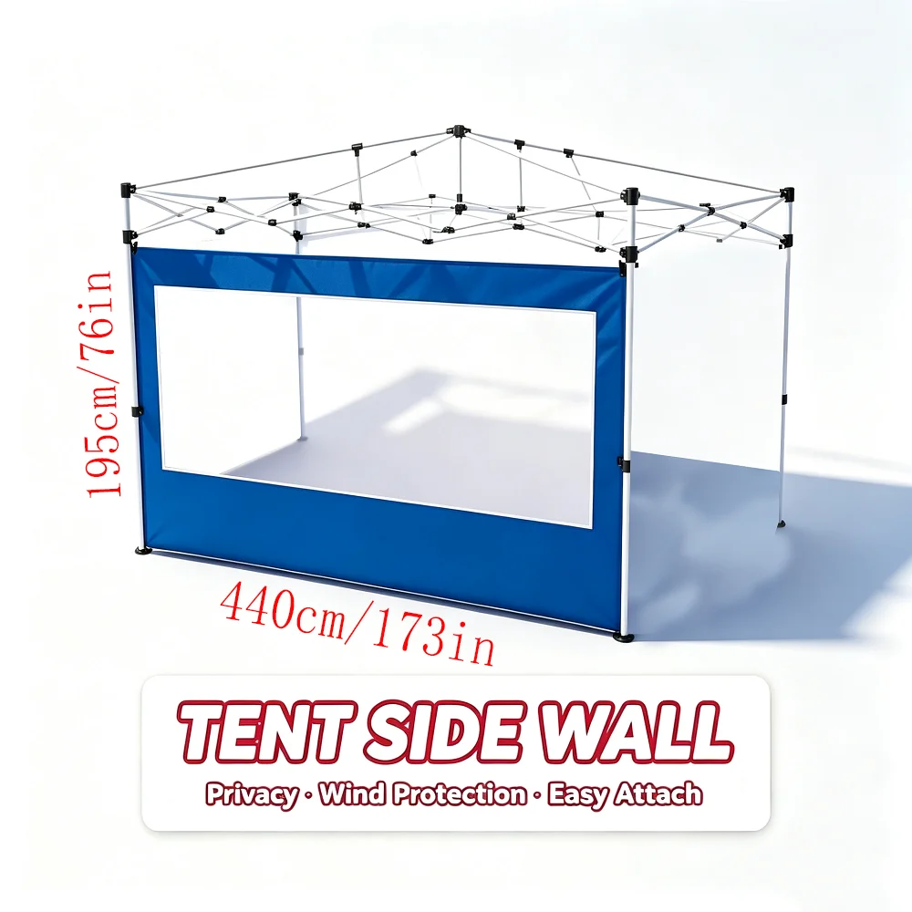 Klein Blue Transparent Side Panels Suitable for Outdoor Tents, 173 Inches Long, Can Provide Dust Protection and Act as a Partition