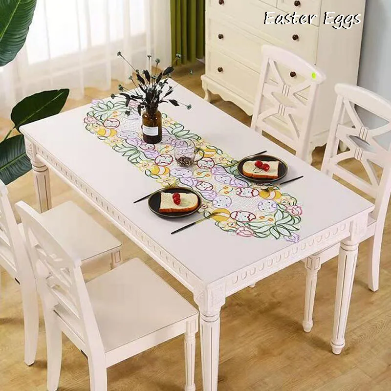 

2024 Popular Easter eggs Embroidery bed Table Runner flag cloth cover dining tablecloth kitchen Table decoration and accessories