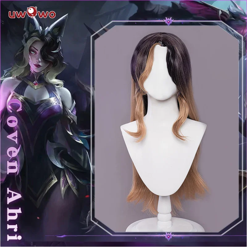 UWOWO Coven Ahri Cosplay Wig Game League of Legend Cosplay Ahri Wig Witch Halloween Hair 75cm Purple Linen Hair