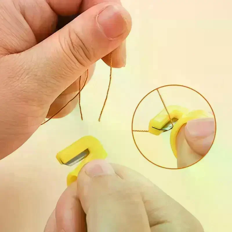 Finger Blade Needle Craft Plastic Thimble Sewing Ring Thread CutterLine Cutting DIY Household Sewing Machine Accessories 5pcs