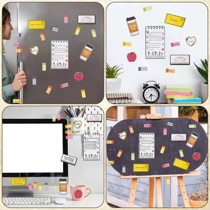 Super Sale Retro Wildflowers Sticky Notes Set for Teachers - School & Office Memo Pads for Classroom and Desk
