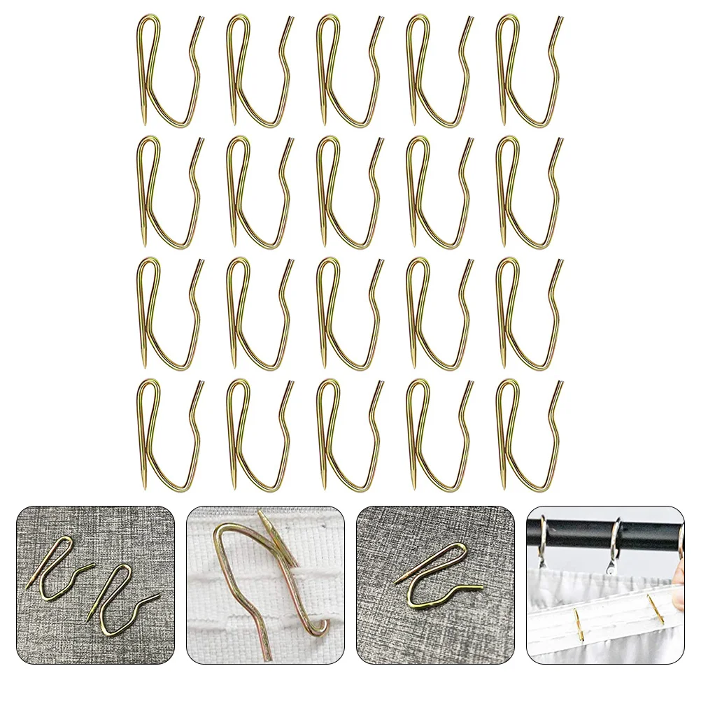 

50 Pcs Curtain Hook Drapes Multi Use Hooks Wall-mounted Stainless Steel Drapery Simple