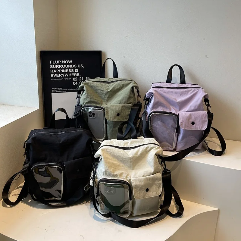 

2026 Hot Sale Simple Casual Versatile Student School Bag Fashion Transparent Three-in-One Backpack For Women