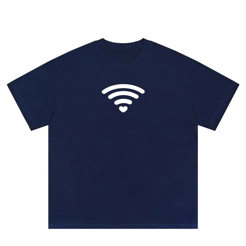 تي شيرت صيفي ممتع مطبوع عليه Wi-Fi عالي الجودة لعام 2025، عصري وغير رسمي مناسب لكل من الرجال والنساء بأكمام قصيرة #3