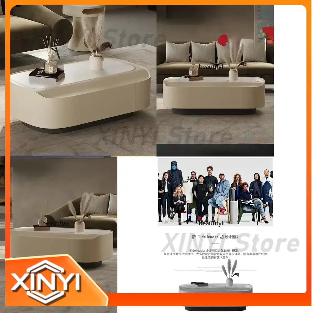 Stone Plate Light Luxury Square Tea Table for Living Room Small Apartment Modern Simple Negotiation Table for XZ1CXH