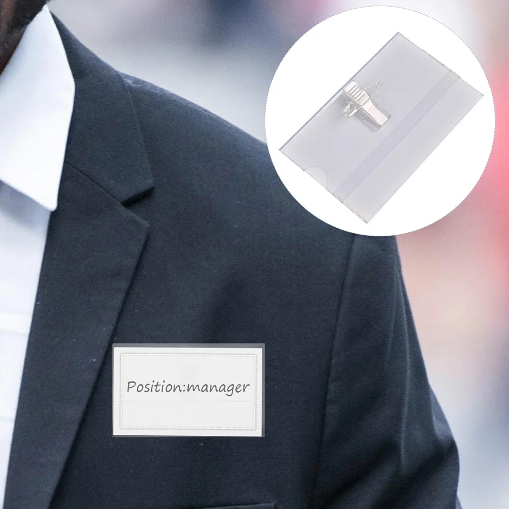 

50Pcs Staff Badge Clips Name Tag Holders Portable PVC Id Badge Holders for Nurses Doctor Work Certificates