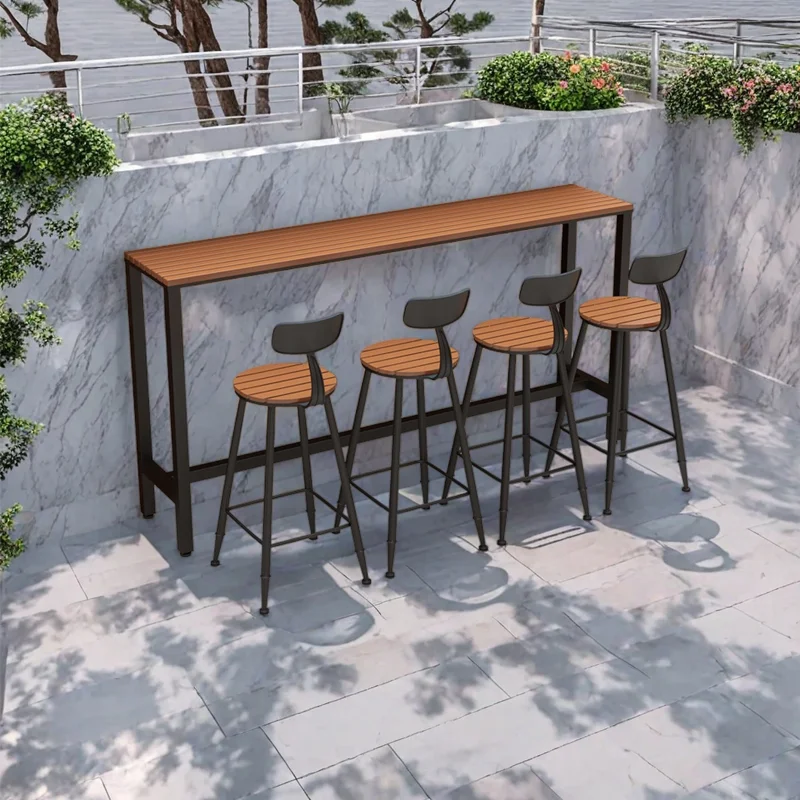 

1 стол, 4 стула, уличный бар, ресторан, уличный современный простой деревянный обеденный уличный барный стол и стул