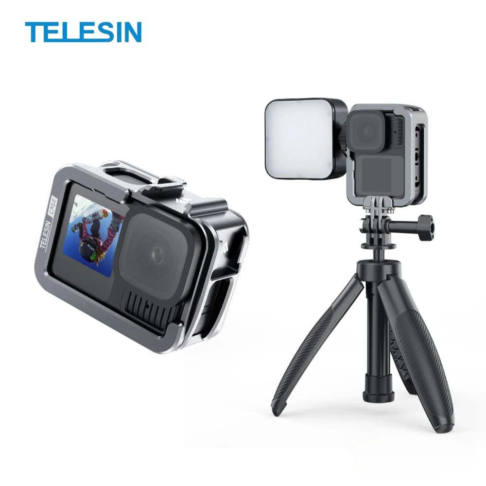 TELESIN Lightweight Protective Frame Case for Gopro Hero 13 12 11 10 9 Dual Cold Shoe Combo Frame Action Camera Accessories