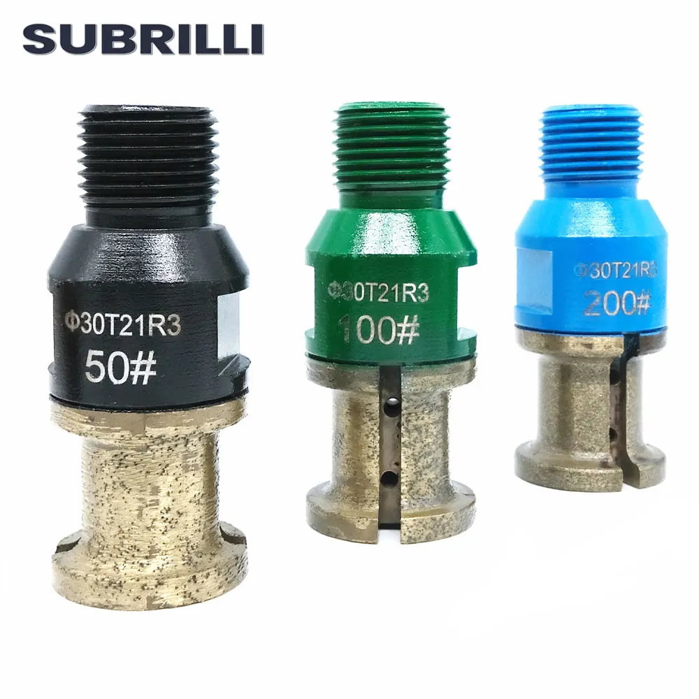 Subrilli-diamante Sinterizado Dedo Bit Roda Perfil para Edge Moagem Mármore de Granito Engineered Pedra Pia de Concreto 2gas Rosca