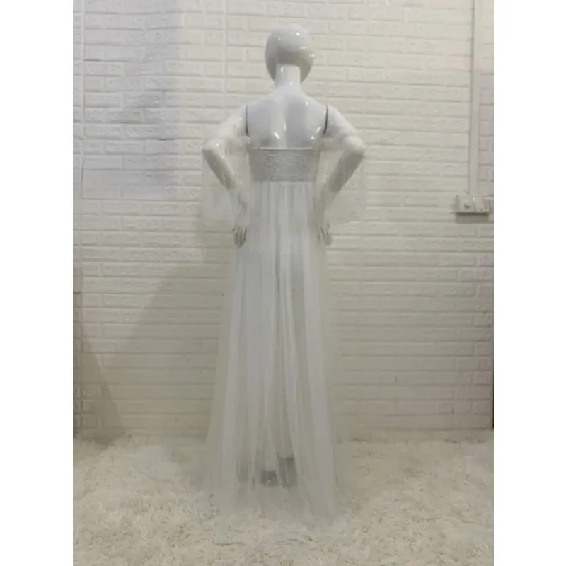 Adereços para fotografia de maternidade, vestido denso com fio branco pérola, roupas para fotografia de maternidade, vestido de chá de bebê, sessão de fotos grávida