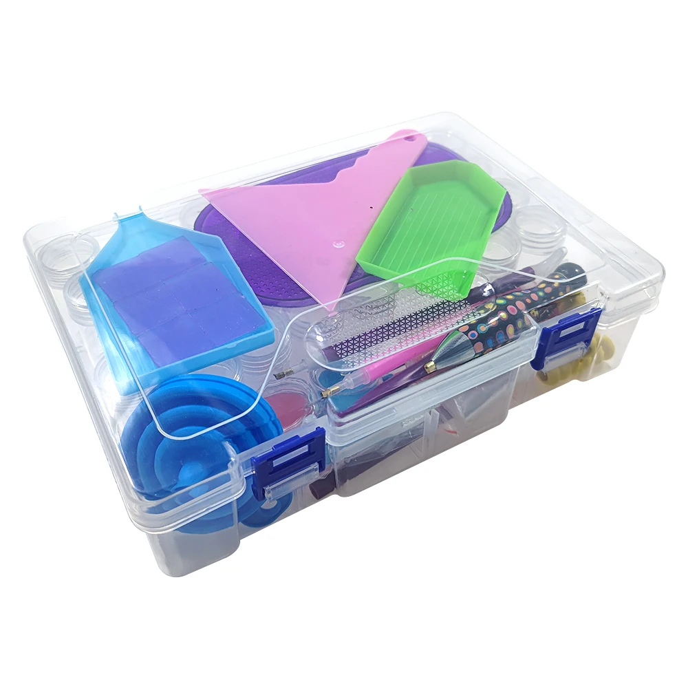 Boîte de rangement en plastique pour outils de peinture au diamant, boîte de rangement pour perles, kit d'outils de bricolage, ensemble de conteneurs pour stylo perceuse à points, plateau pour perles