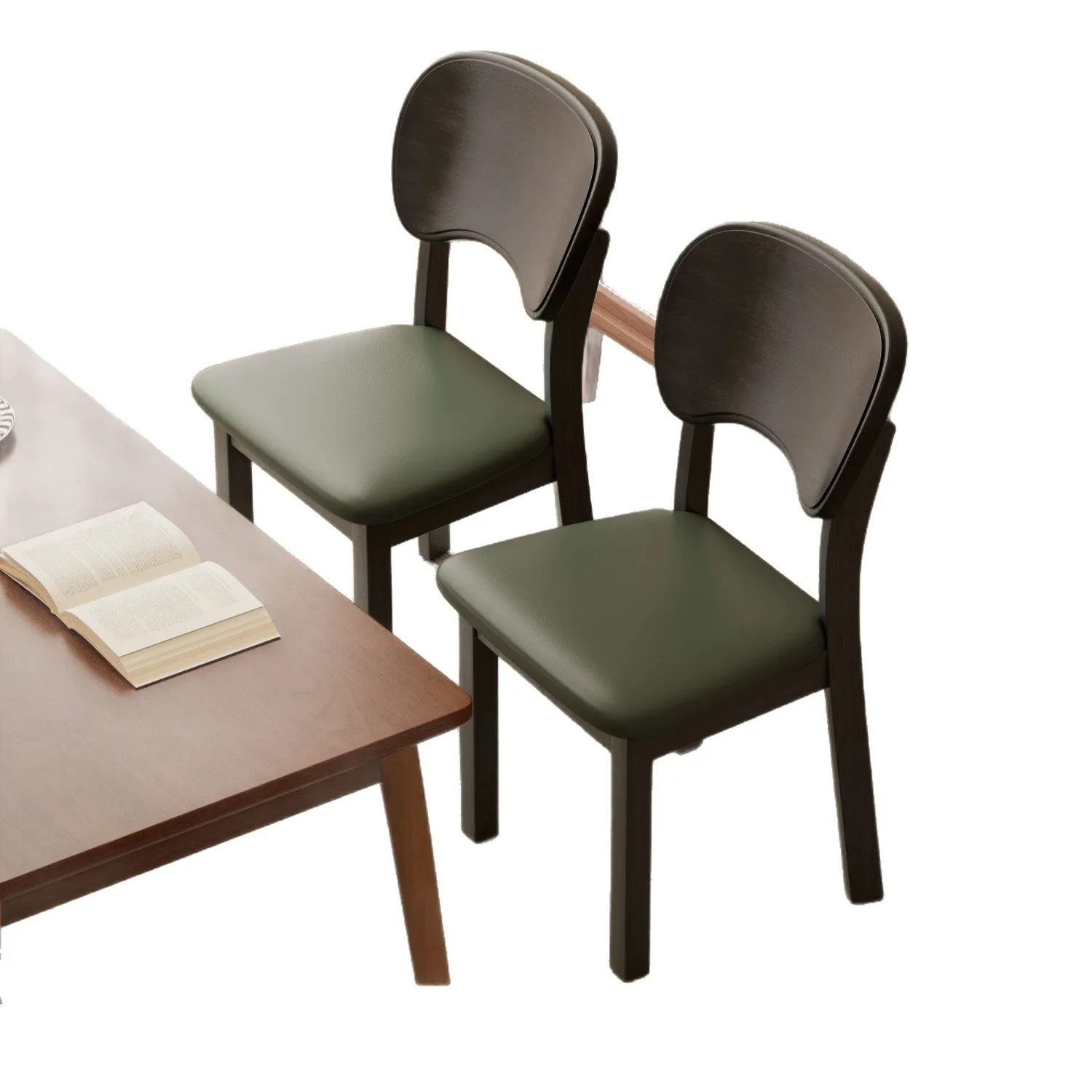 Solid wood dining chair dining table eating stool soft bag Chairs walnut head back chair all solid wood soft bag comfortabl