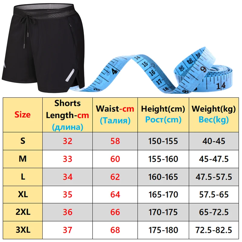 2 In 1 Shorts Beach Double Nylon Men Running Fitness Marathon Three Point Pants Trunks Reflective Sport Zipper Pocket Shorts