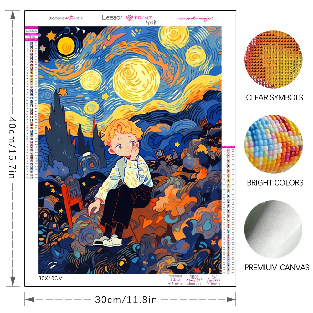 Diamond Painting Boy Under The Starry Sky Diamond Embroidery Landscape Mosaic Diamond Picture Cross Stitch Kit Home Decor Gifts