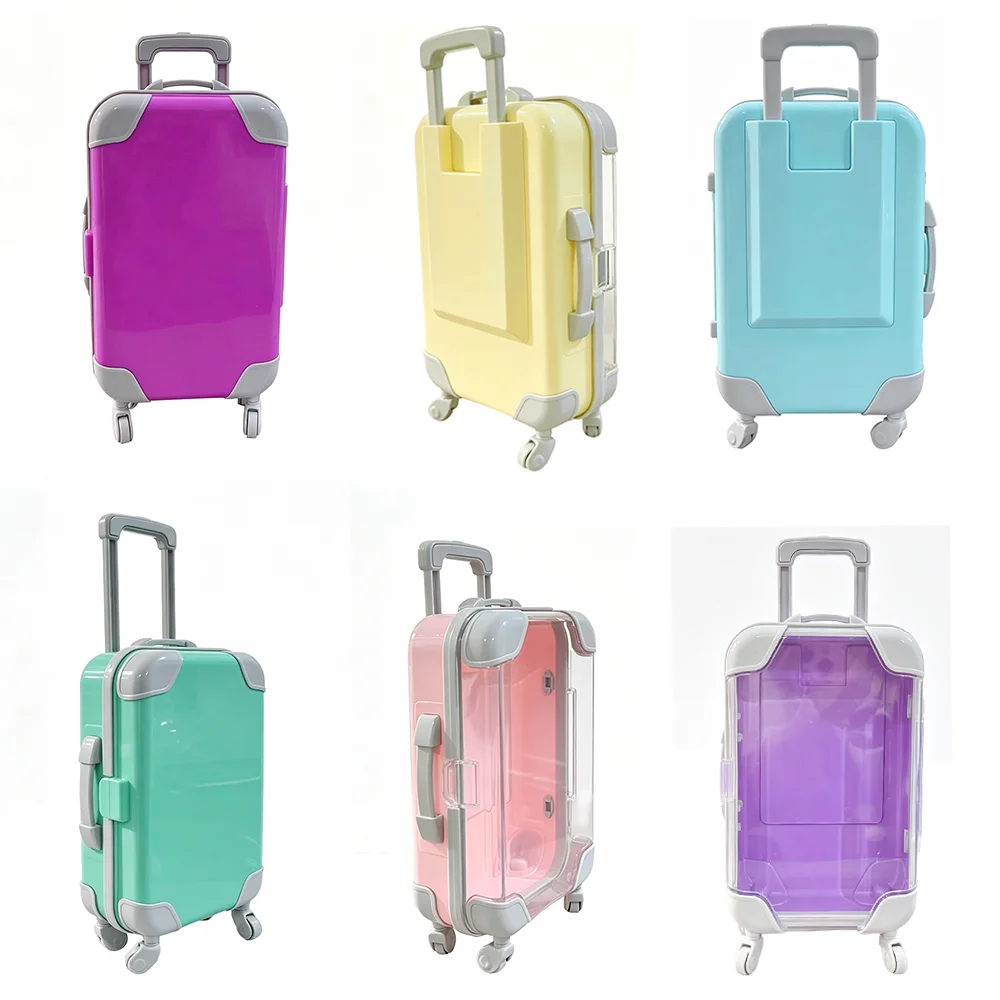 Mala transparente de cor sólida para bonecas de 18 polegadas (43CM), acessório de moda adequado para bonecas de 43CM e 18 polegadas.