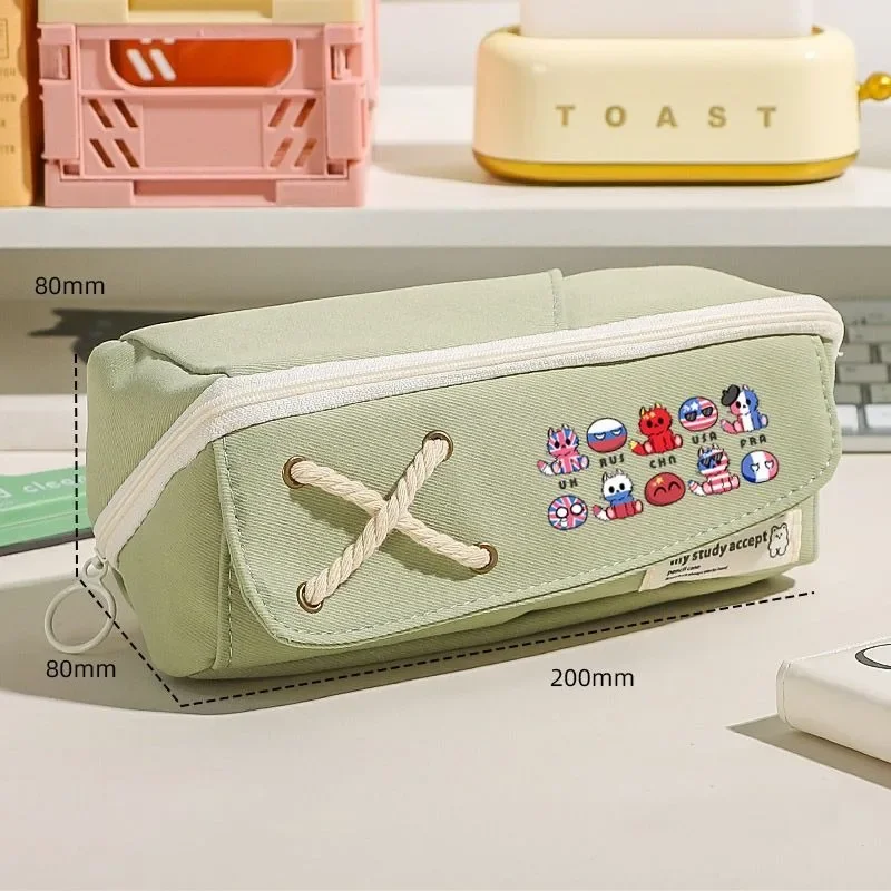 أسود أزرق CountryHumans Country Humans Countryball Polandball أنيمي مقلمة حقيبة القلم ، أطفال المراهقين pencelcase بنات بنين مدرسة