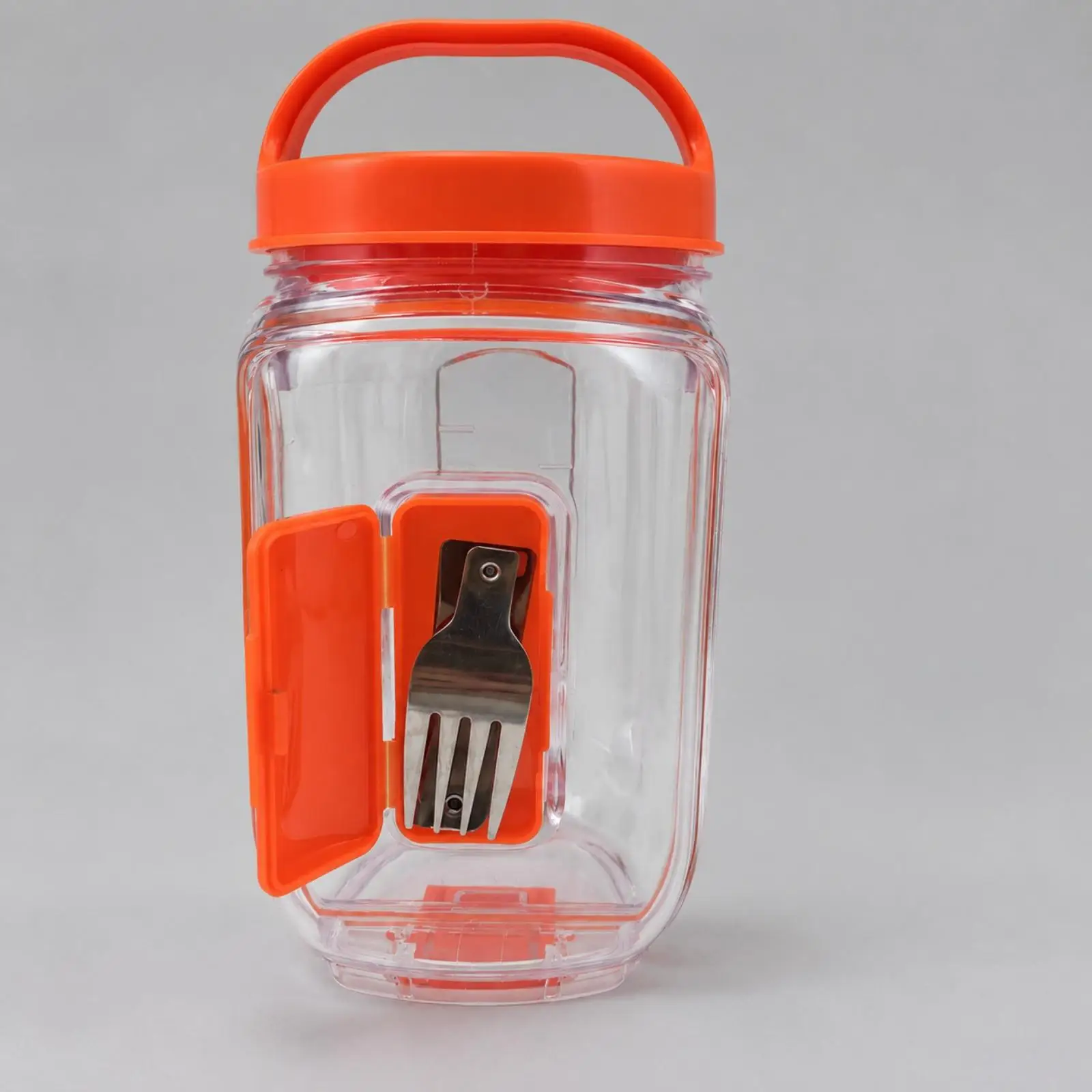 Large Salad Storage Container with Lid and Built in Fork for on the Go Meals